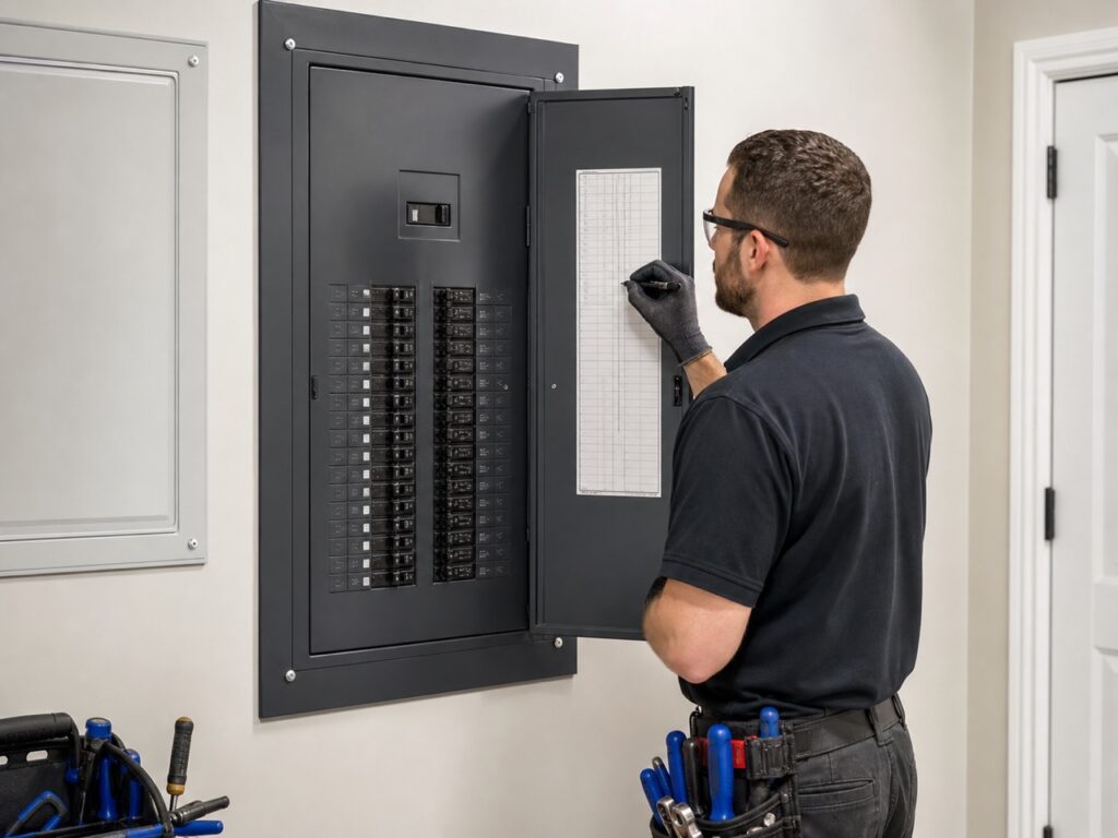 New electrical panel with a complete circuit schedule