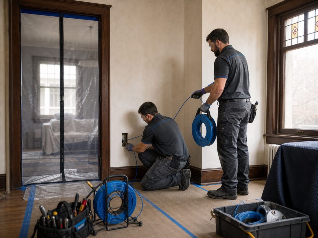 Arcstead crew rewiring an older Raleigh home