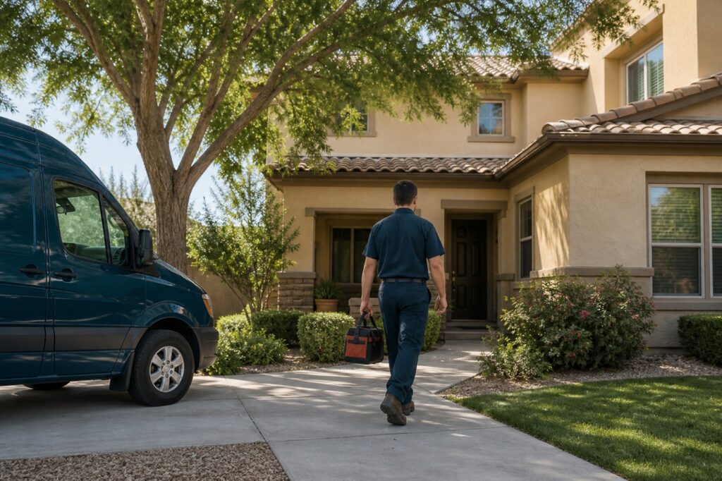 Temperra technician arriving for HVAC service in Chandler