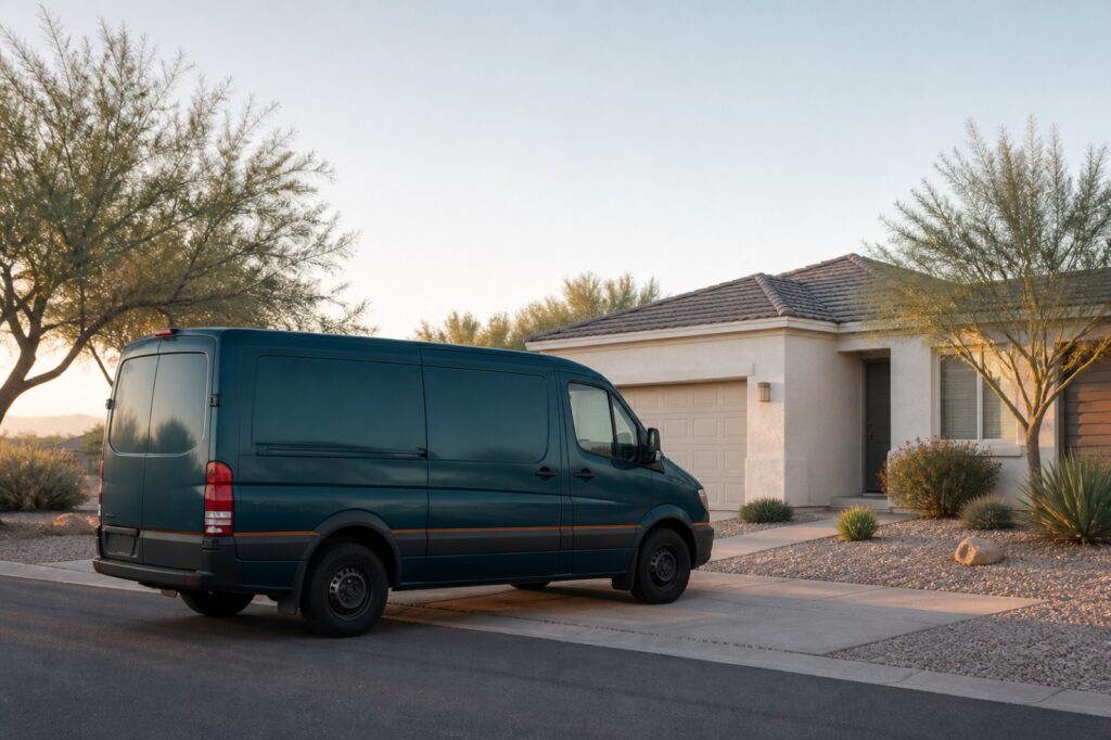 Temperra service van outside a Mesa home