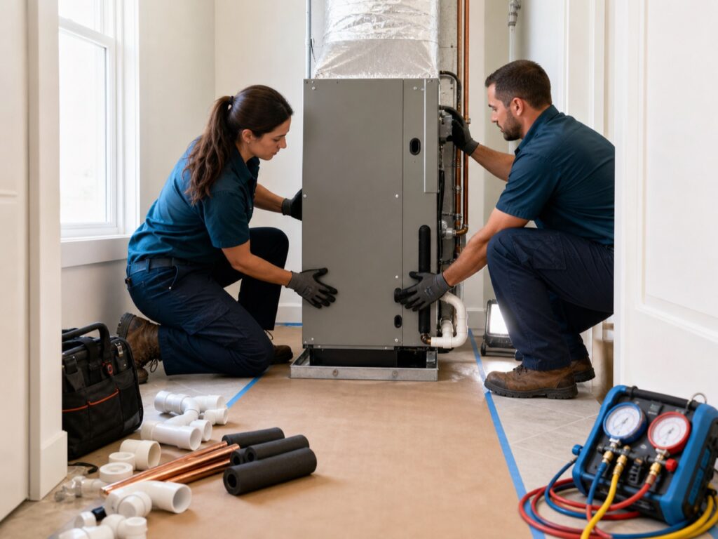 Temperra crew installing a new HVAC system