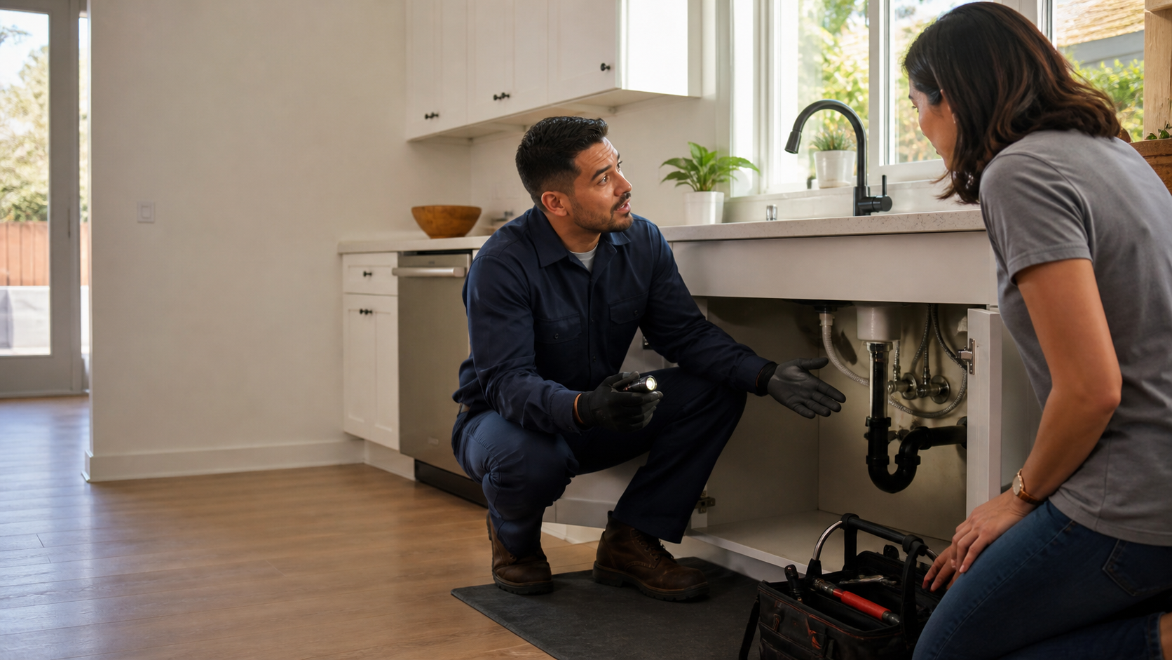 Citrusline Plumbing technician working in a local home